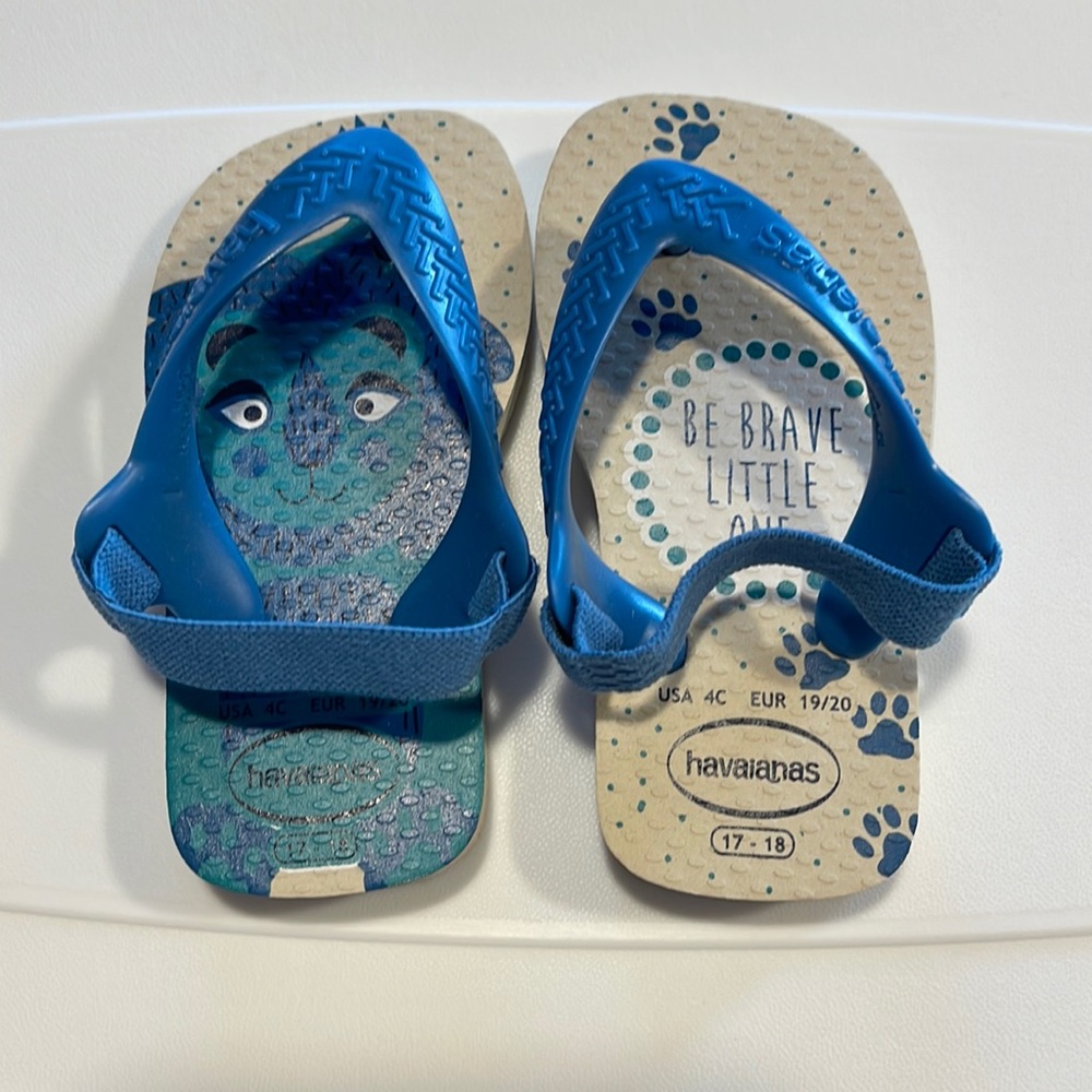 Havaianas flip flop sandals blue lion size 4 baby infant